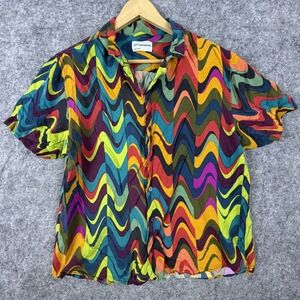 4th Dimension Shirt Mens Large Multicolor Wave Colorful Trippy Abstract Hippie
